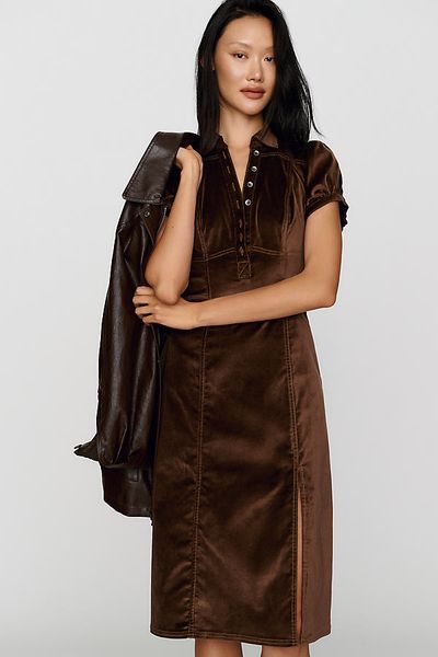Pilcro Rebekah Velvet Slim Midi Dress