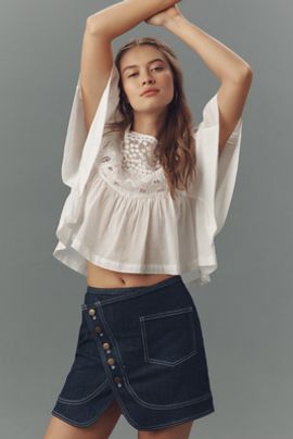 Pilcro Reworked Denim Wrap Mini Skirt