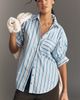 Pilcro Ruched Sleeve Buttondown Shirt - 1