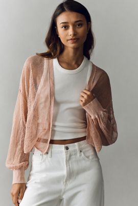 Pilcro Sheer Mesh Cardigan