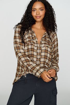 Pilcro Shirred Buttondown Shirt