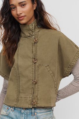 Pilcro Short Sleeve Buttondown Shirt Jacket