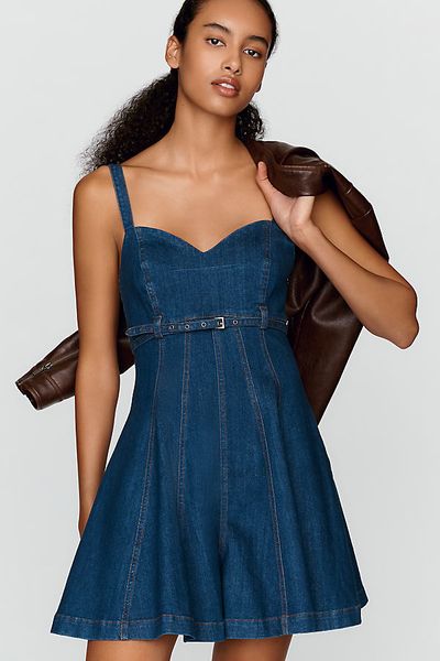 Pilcro Sweetheart Denim Romper