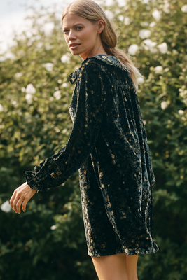 pilcro long sleeve button front twofer mini dress Pilcro Keira Long-Sleeve Velvet Mini Dress by Pilcro