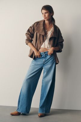 Pilcro Two-Tone High-Rise Wide-Leg Jeans