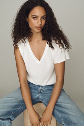 Pilcro V-Neck Cotton Blend Tee
