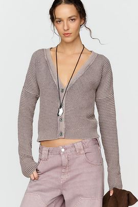 Pilcro Waffle Knit Cardigan