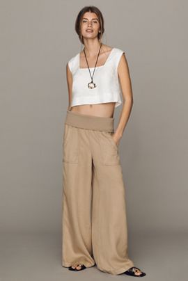 Pilcro Wide-Leg Knit Fold-Over Pants