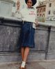 Pilcro Winona Fluted Denim Knee-Length Skirt - 1