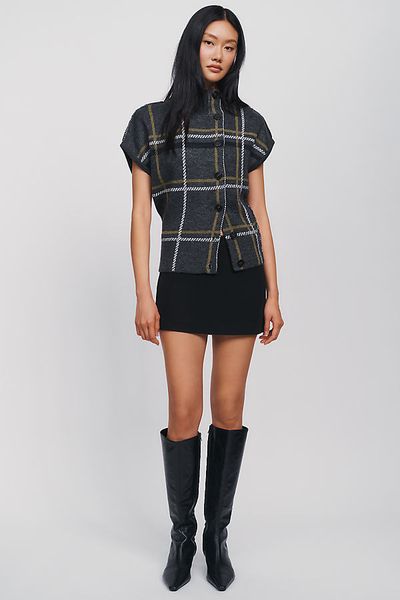 Pilcro Wool Blend Asymmetrical Button Sweater