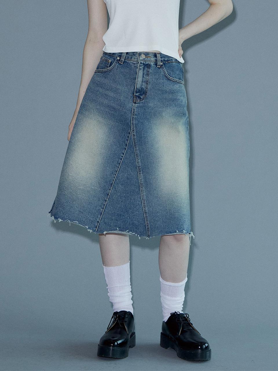 PINBLACK a panned midi denim skirt