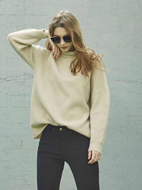 PINBLACK Cashmere Blend Volume Knit Beige