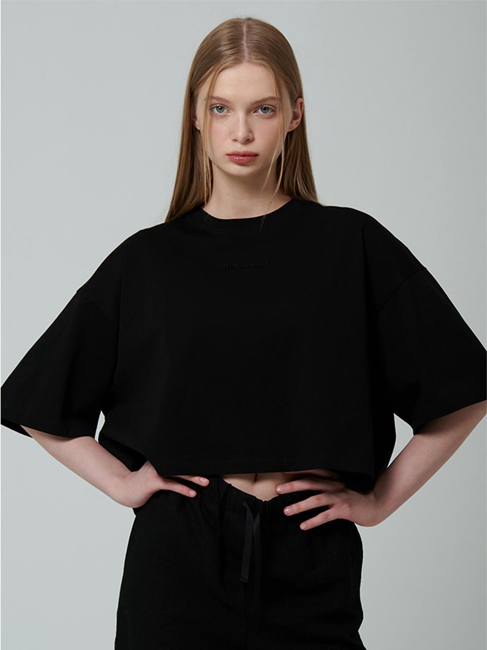 PINBLACK Logo Cropped T-Shirt Black