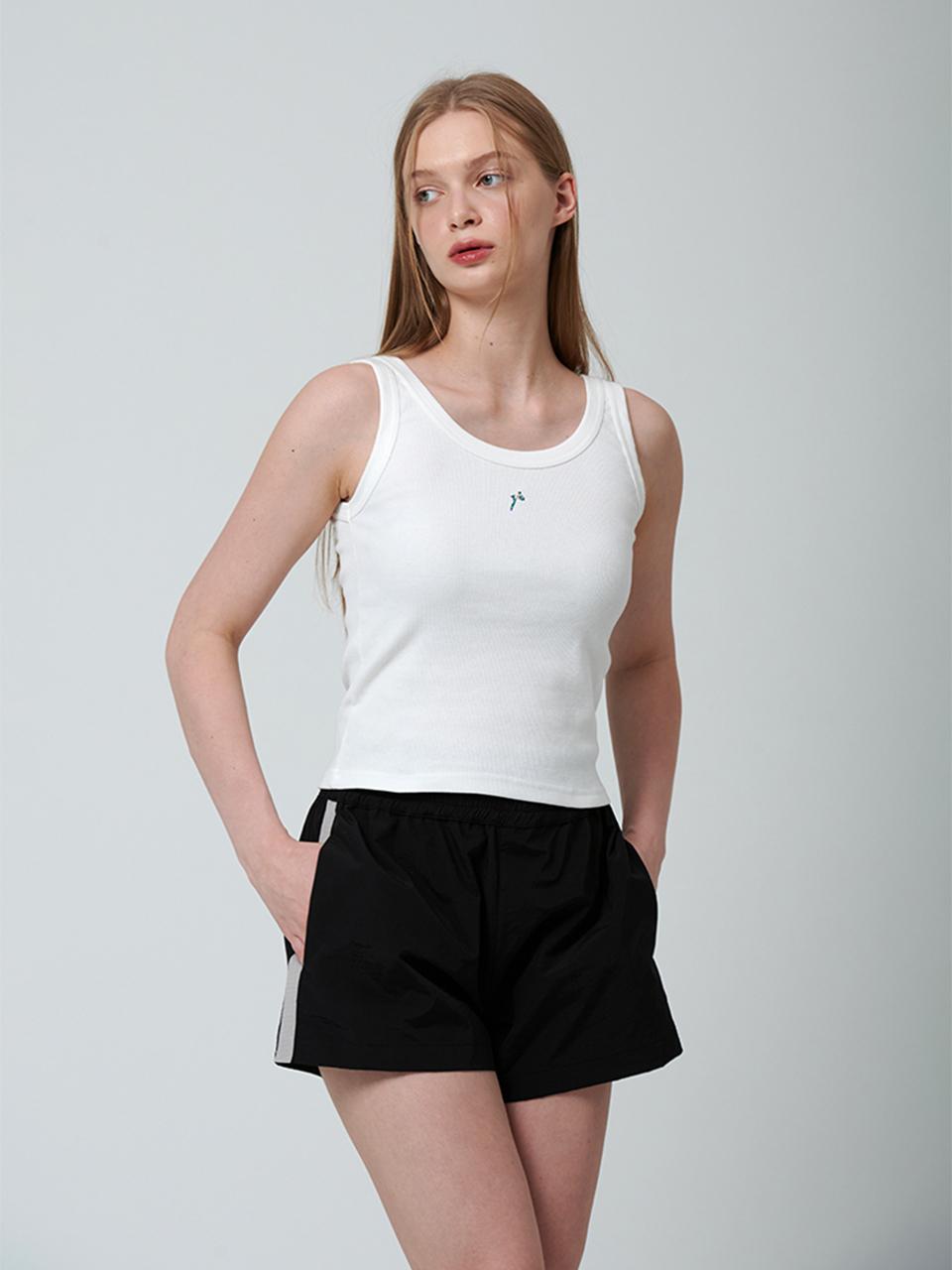 PINBLACK Logo embroidered ribbed sleeveless top white