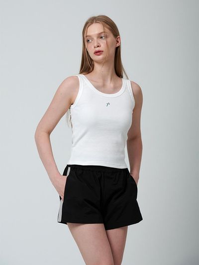 PINBLACK Logo embroidered ribbed sleeveless top white
