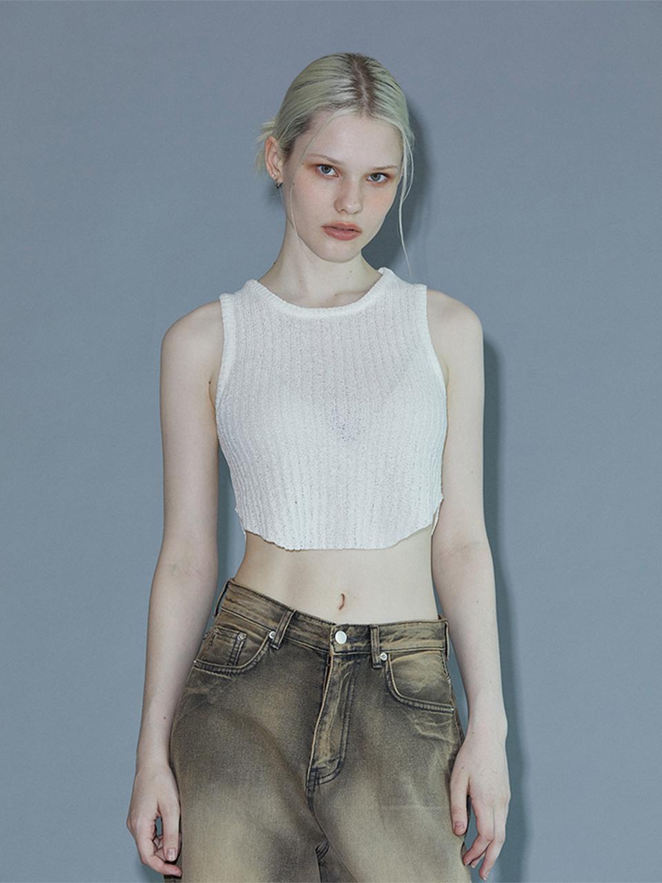 PINBLACK Round Hem Line Ribbed Crop Top (3 COLOR)
