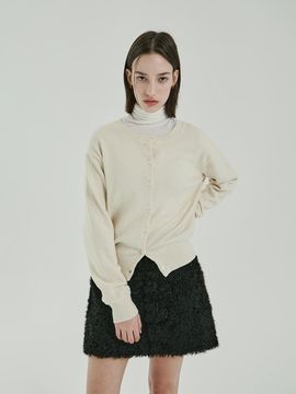 PINBLACK Round neck button up knit cardigan cream