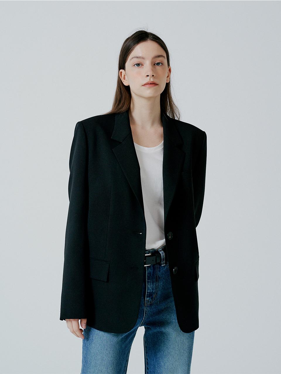 PINBLACK Semi-over two-burton blazer black
