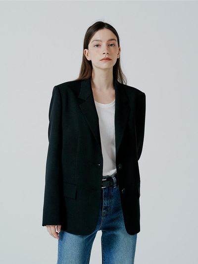 PINBLACK Semi-over two-burton blazer black