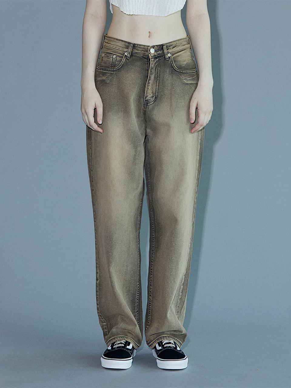 PINBLACK Vintage washed denim pants beige