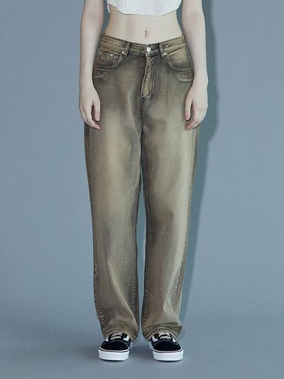PINBLACK Vintage washed denim pants beige