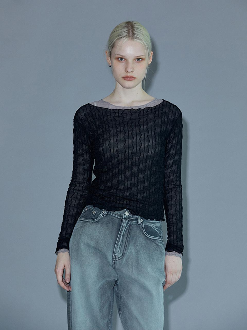 PINBLACK Wave Mesh Top Black