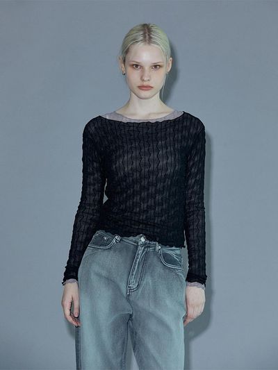 PINBLACK Wave Mesh Top Black
