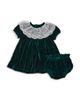 Pink Chicken Pink Chicken Girls' Caroline Evergreen Velour & Lace Trim Dress & Bloomers Set - 1