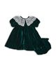 Pink Chicken Pink Chicken Girls' Caroline Evergreen Velour & Lace Trim Dress & Bloomers Set - 2