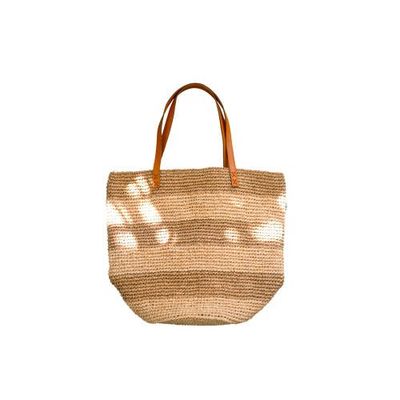 PINK HALEY PINK HALEY Esther White Striped Premium Raffia Tote 