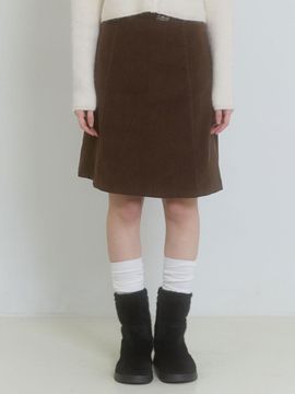 PINK PINEAPPLE A LINE CORDUROY SKIRT_BROWN