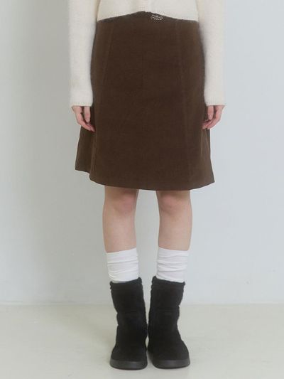 PINK PINEAPPLE A LINE CORDUROY SKIRT_BROWN