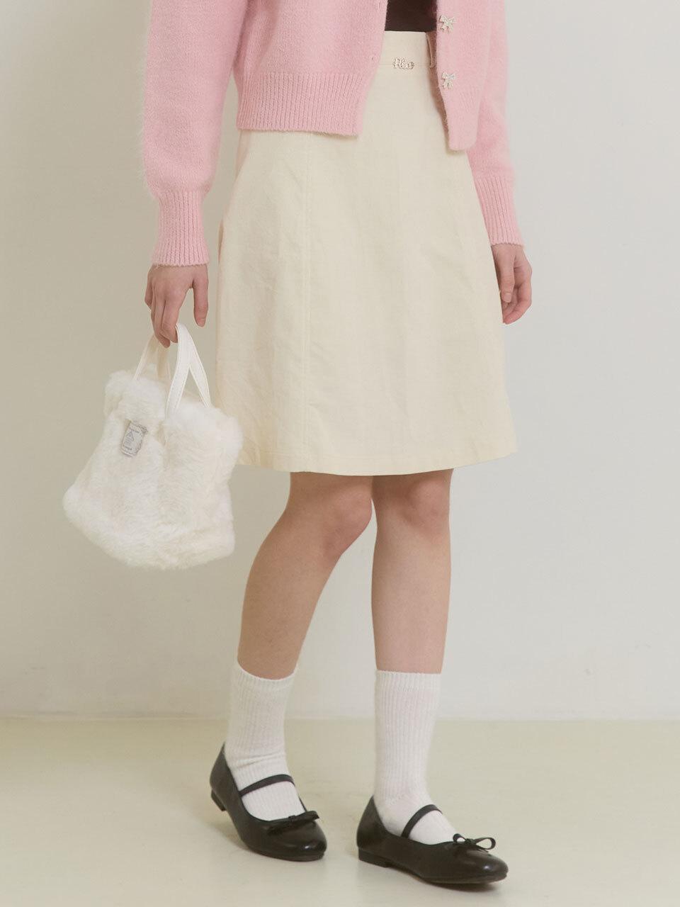 PINK PINEAPPLE A LINE CORDUROY SKIRT_CREAM