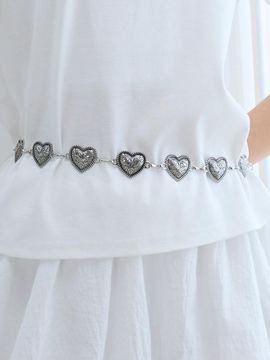 PINK PINEAPPLE AMTIC HEART CHAIN BELT [SILVER]