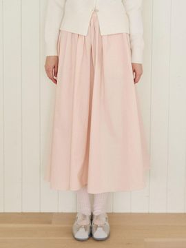 PINK PINEAPPLE Blooming Shirring Cotton Maxi Skirt [Pink]