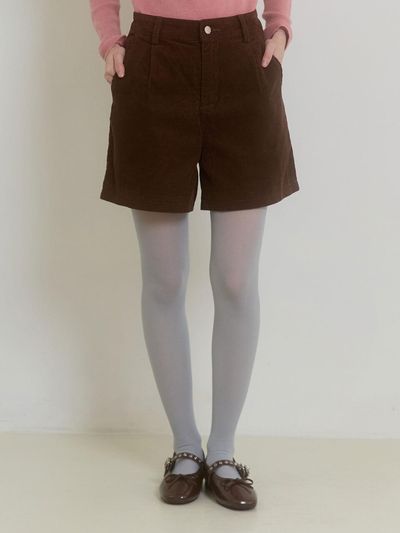 PINK PINEAPPLE COZY DAY CORDUROY SHORT_BROWN
