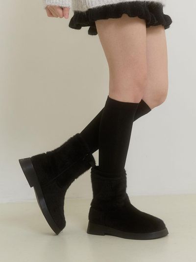 PINK PINEAPPLE COZY DUMBLE BOOTS_BLACK