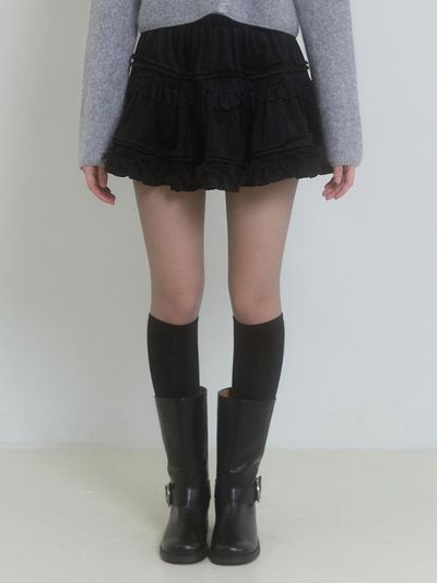 PINK PINEAPPLE FAIRY VELVET SKIRT_BLACK