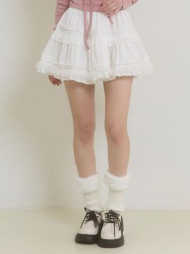 PINK PINEAPPLE FAIRY VELVET SKIRT_WHITE