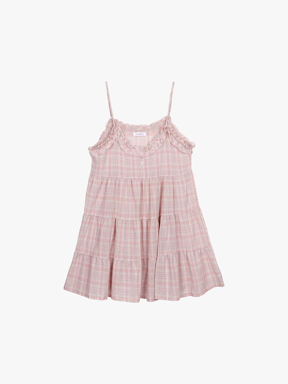 PINK PINEAPPLE Frill Check Dress [Pink]