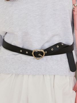 PINK PINEAPPLE Heart Buckle Metal Belt [BLACK]