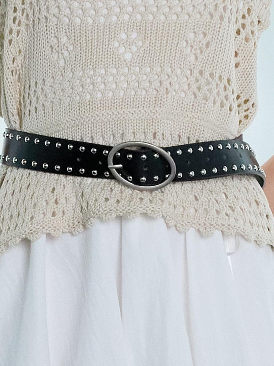 PINK PINEAPPLE OVAL BUCKLE BELT [BLACK]