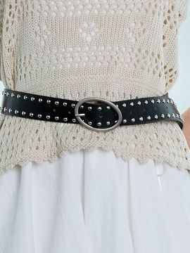 PINK PINEAPPLE OVAL BUCKLE BELT [BLACK]