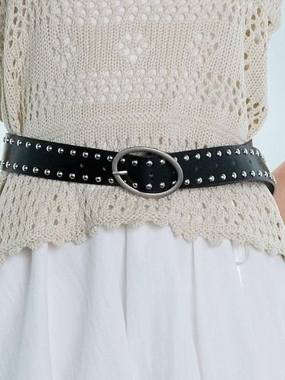 PINK PINEAPPLE OVAL BUCKLE BELT [BLACK]