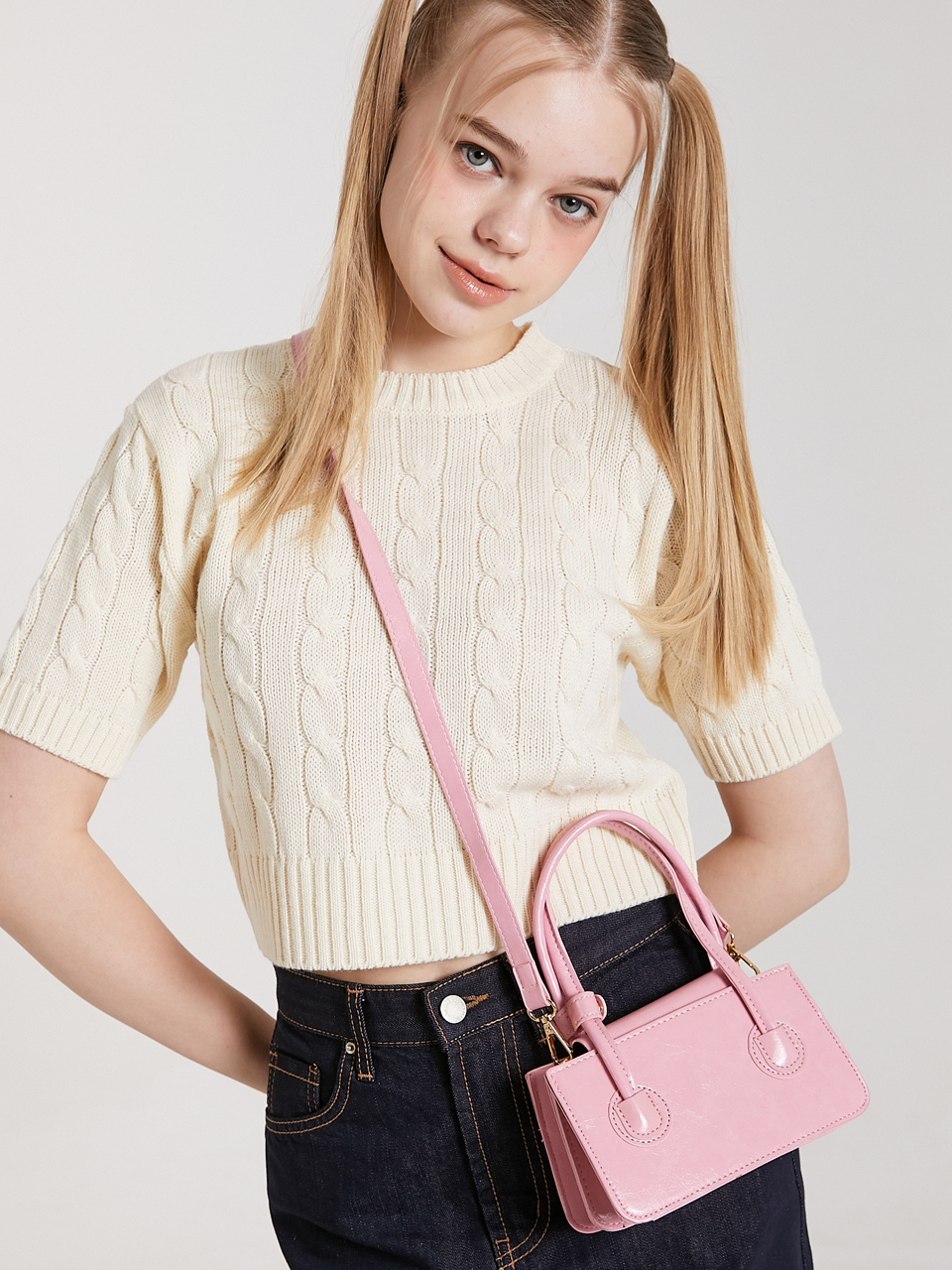 PINK PINEAPPLE Petite Squared Bag_Pink