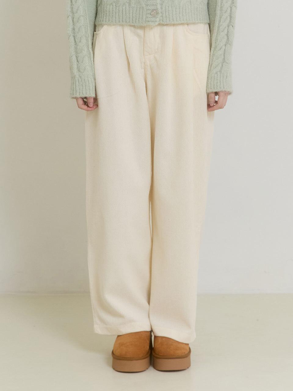 PINK PINEAPPLE RETRO COZY CORDUROY PANTS_IVORY