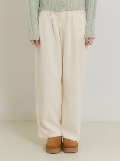 PINK PINEAPPLE RETRO COZY CORDUROY PANTS_IVORY