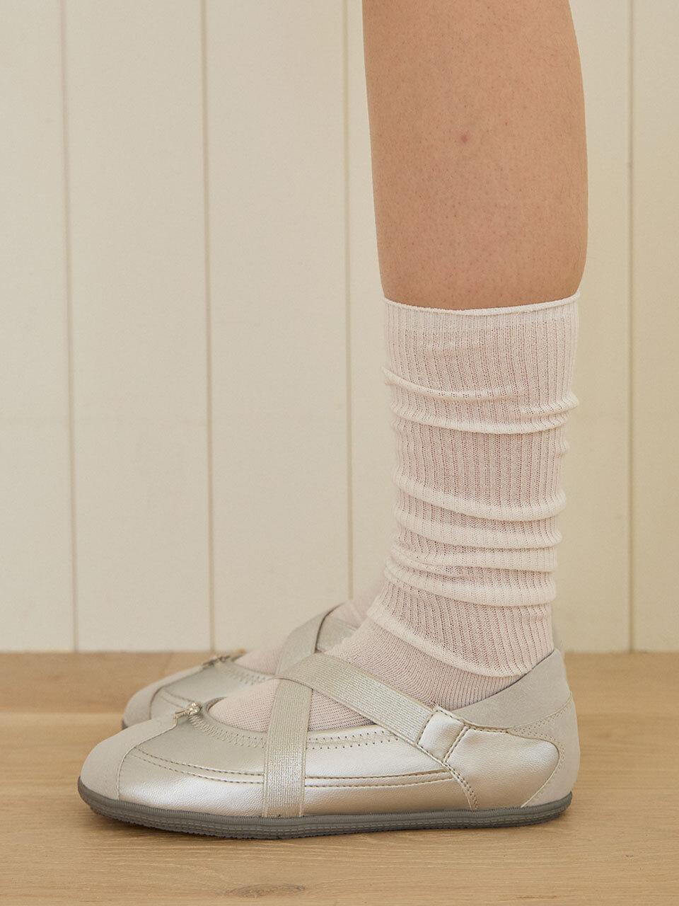 PINK PINEAPPLE Ribbon Ballet Strap Sneakers [Silver]