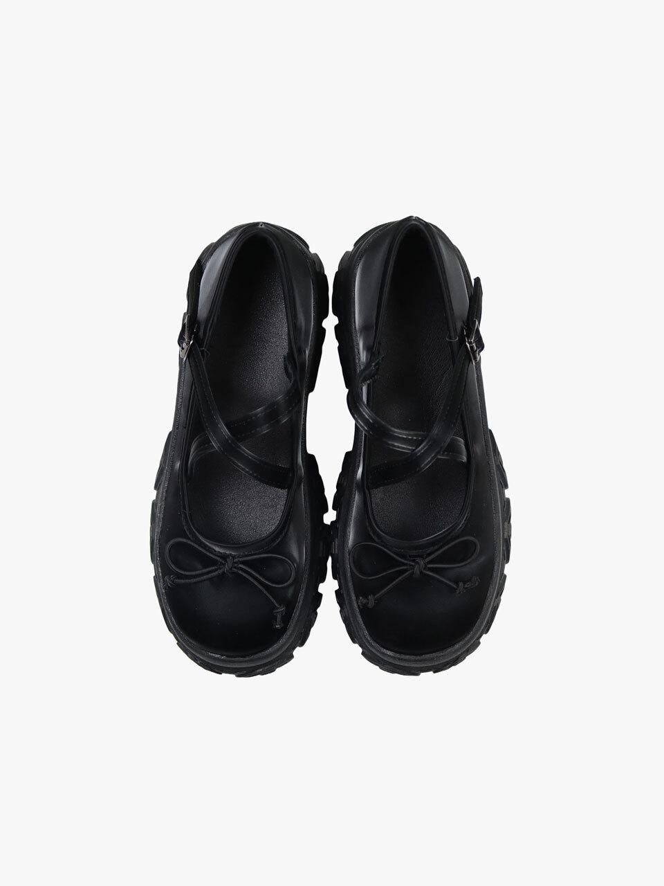PINK PINEAPPLE Ribbon Platform Mary Jane_Black