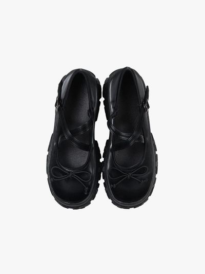 PINK PINEAPPLE Ribbon Platform Mary Jane_Black